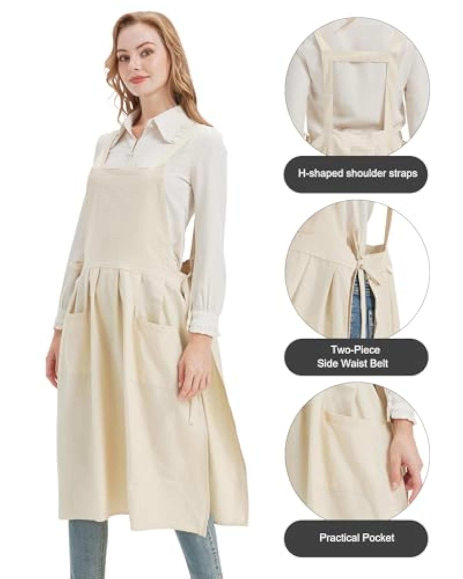 Nanxso Cotton Apron Pinafore Dress for Women