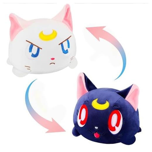 Memall 8'' Moon Cat Luna Reversible Stuffed Plush Toys, Cartoon Anime Stuffed Animal Plushie Double-Sided Flip Plush Doll Birthday Gift for Kids Boys Girls