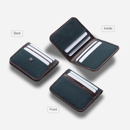 Image of scarters Slim Card Wallet for Men & Women, 10 Card Slots, Deep Blue | Minimalist nylon & vegan leather with cash pocket - front pocket carry & gifting
