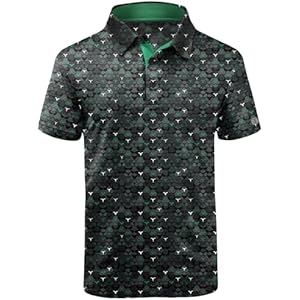 ZITY Golf Polo Shirts for Men Short Sleeve Athletic Tennis T-Shirt Black Green Medium