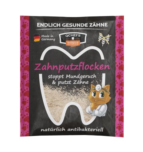 Qchefs Neu Zahnputzflocken Großpackung Papie Katze - Natur Zahnpflege gegen Mundgeruch & Zahnstein als Zahnreinigung & zur Zahnsteinentfernung in großer NUR Papiertüte - plastikfrei & recycelbar