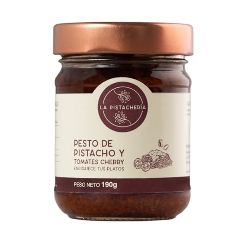 Pesto De Pistacho Y Tomates Cherry Gourmet Salsa Artesanal Para Pasta Y Recetas Mediterráneas Sabor Intenso Listo Para Usar Natural Sin Conservantes (190 gr)