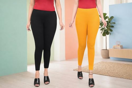 Image of Women Ankle Length Leggings Combo Pack Stretchable Comfortable Slim Fit High Waist Leggings for Women Ankle Length Soft Fabric