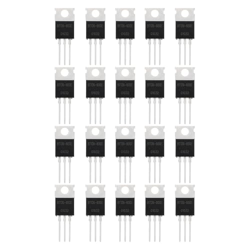 sourcing map 20 Pcs Bidirectional Thyristor BT136-600E TO-220 600V 4A Rail Silicon Controlled Rectifiers for Electronic Instruments Smart Home Appliances Drones