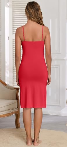 Image of Slip Dress for Women Adjustable Spaghetti Straps Under Dresses Basic Full Slips Cami Long Slip Dress Nightgown