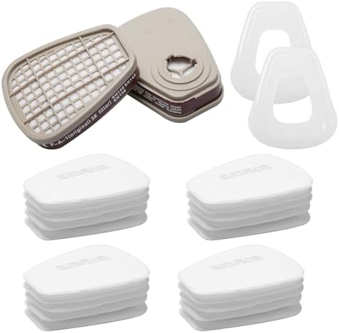 Kit Filtres Masque Gaz 6001 - 60 Cotons + 4 Cartouches Pour 6001/6200/7501/7502/6800 - Protection Anti-Poussière Et Gaz