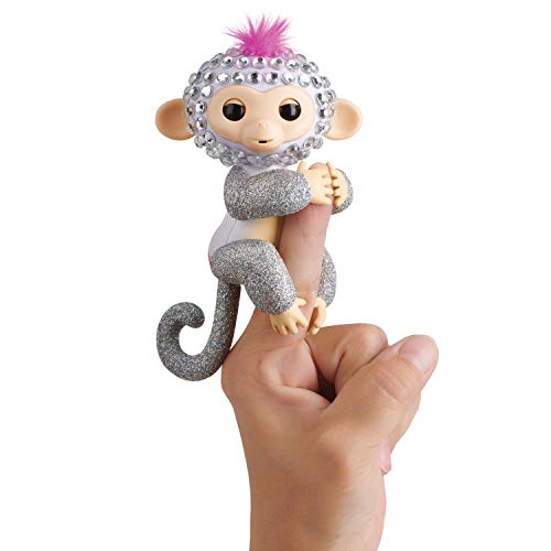 WowWee Fingerlings Monkeys - Fingerblings - Sparkle (White/Silver) - Friendly Interactive Toy