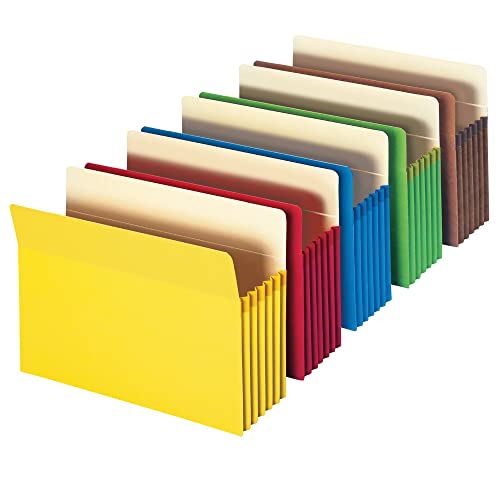 Image of Smead File Pocket, Straight-Cut Tab, 5-1 /4 inch Expansion, Letter Size, Assorted Colors, 5 per Pack (73836)