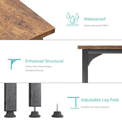 Lufeiya Computer Desk with Fabric File Drawers Cabinet, 47 Inch Reversible Home Office Desks with Filing Cabinet for Small Space, Study Writing Table PC Desks, Rustic Brown