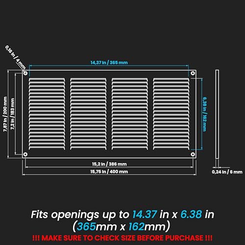 Image of Repa Market Air Vent Cover 16x8 Inch (Outer Dimensions) Galvanized Steel Louvered Grill Cover with Mesh Screen Wall or Ceiling Vent HVAC Register for Indoor and Outdoor Ventilation