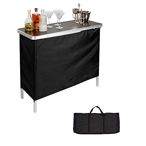 Trademark Innovations Skirt and Carrying Case Included Portable Bar Table, 1 Shelf, Silver