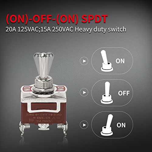Image of DaierTek Waterproof Momentary Toggle Switch 12V DC 20A Heavy Duty Marine SPDT Switch Rocker 3 Way (ON)-Off-(ON) 250V AC 15A with Weatherproof Boot Cap Cover for Auto Car Boat -4pcs