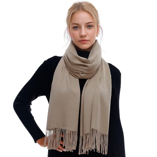 RIIQIICHY Schal Damen Winter Schals Tücher Winterschal Kuschelig Xxl Khaki Damenschal Pashmina Herbst Frauen Kaschmir Schal mit Fransen