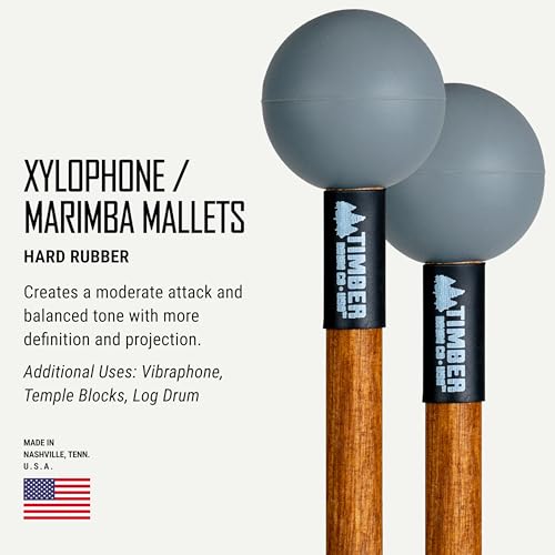 Image of Timber Drum Co. Xylophone /Bell Kit Mallet Set - MADE IN U.S.A. Percussion | Sticks For Glockenspiel, Marimba, Cymbals, Blocks, Tongue Drum - 5 Pairs Soft To Hard, Solid Birch Handles, 15.25 inch