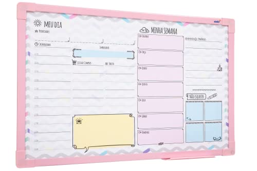 Quadro Planner Soft Colors Chevron Moldua MDF Revestido na cor Rosa STALO, 60x40