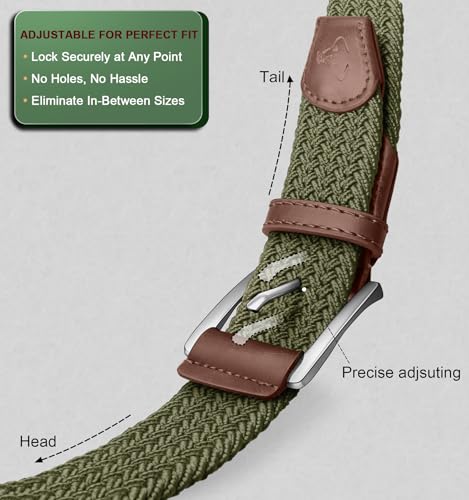 Image of BULLIANT Men's Woven Braided Stretch Web Golf Belt 1 3 /8 inch-Gift Boxed