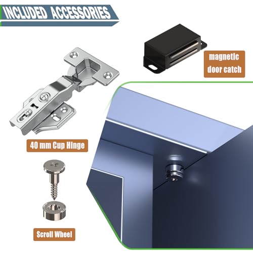 Cabinet Pocket Door Slide System Kit 20",4PCS Inset Sliding Hardware for Hidden Cabinet Doors, 45lbs Capacity, Space Saving Pocket Door Hardware for Kitchen, Pantry, Closet by Dolenor - Image 7