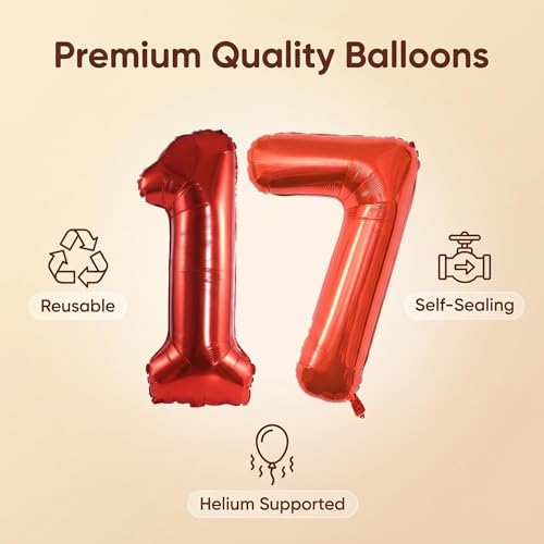 Image of YPSelected 32 Inch Large Foil Helium Number Balloon Birthday Wedding Party 0-9 (Red, 7)