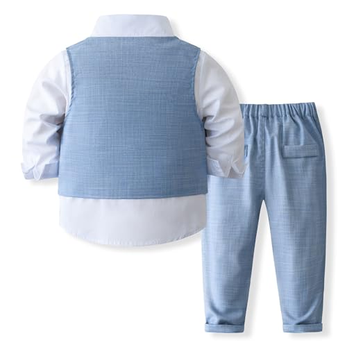 Image of Baby Boys' 4-Piece Vest Set with Dress Shirt, Vest, Pants, and Tie