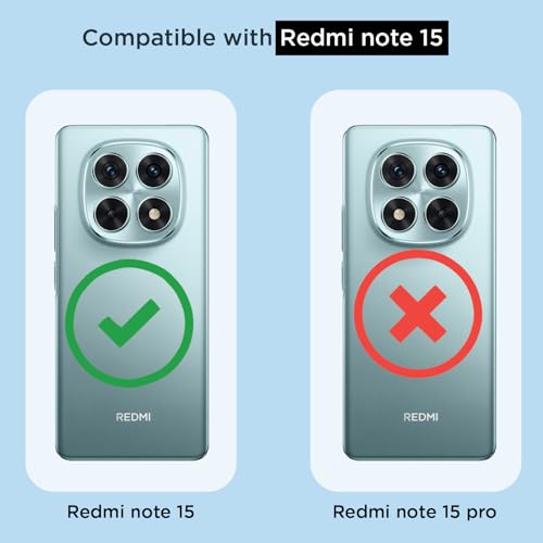 Image of Amazon Basics Back Cover for Redmi Note 15 5G Mag-Safe Shockproof PC + TPU Protective Case Magnetic Support Bumper Case (Transparent Mag-Safe)