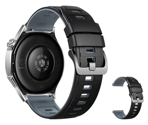 [HVUYAL] ���v�x���g 22mm For Huawei GT5/Watch5/4/3Pro �Ή� �V���R���f�� �K�іh�~ �ϏՌ� ���ی� ����ɂ��� �y�ʐ݌v ��t�ȒP �����x���g�i�u���b�N�O���[�j
