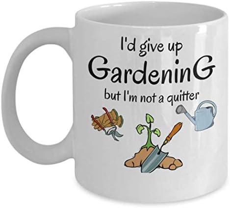 Funny garden lover coffee mug gift - Id give up gardening but I'm not a quitter - horticulture hobby gag gifts - women gardening tools meme 11 oz cup - Plants gardening joke gifts for gardener image 5