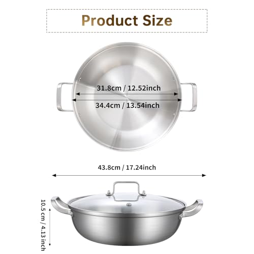 Tri-Ply Stainless Steel Saute Pan,Deep Frying Pan with lid,Compatible with All Cooktops Up to 650℉, Everyday Pan,Hot Pot,Kadhai,Induction Cooking Pot,Dishwasher and Oven Safe. (7QT) - Image 4