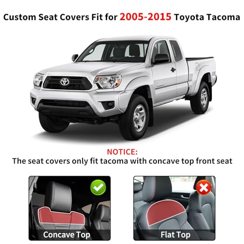 Image of Truckiipa Seat Covers for Tacoma Full Set Leather Truck Seat Covers Waterproof Car Seat Cover Cushion Custom Fit for 2005-2015 Toyota Tacoma Double Crew Cab, Full Set, Black&Blue