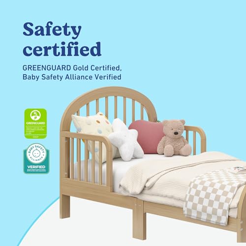 Image of Graco Olivia Toddler Bed (Driftwood) - GREENGUARD Gold Certified, Includes Toddler Safety Guardrails, Fits Standard Crib & Toddler Mattress, Stylish Arched Design