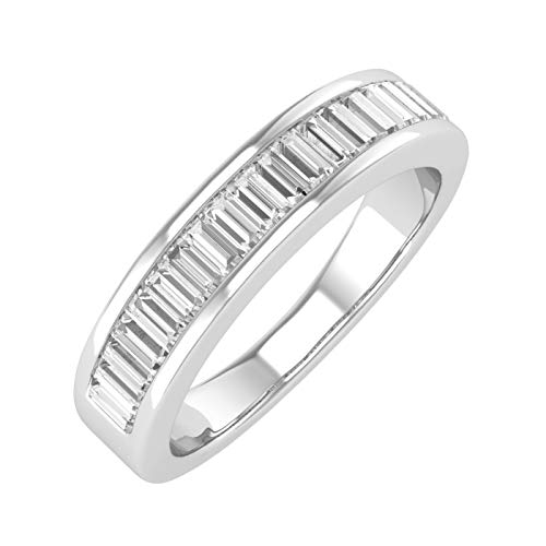 FINEROCK 0.55 Carat Channel Set Baguette Shape Diamond Wedding Band Ring in 14K Gold (SI1-SI2 Clarity)