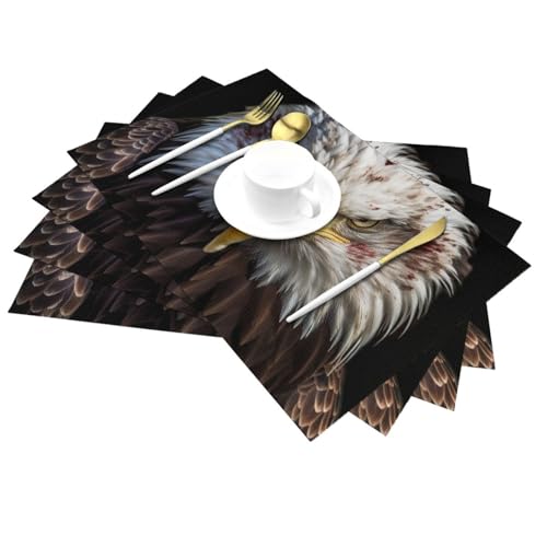 Lot de 6 sets de table aigle américain pour salle à manger lavables
