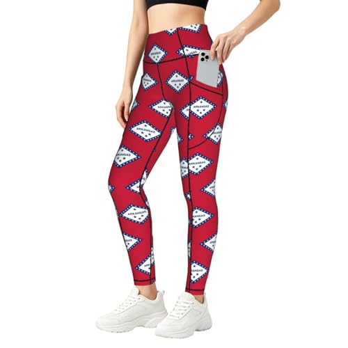 Leggings de Arkansas para mujer con bolsillos laterales y conjunto de fitness activo