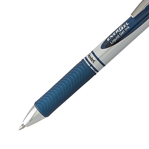 Pentel EnerGel RTX Retractable Liquid Gel Pen, (0.7mm) Metal Tip, Medium Line, Navy Blue Ink 2-Pk (BL77BP2CA) by Pentel - Image 4