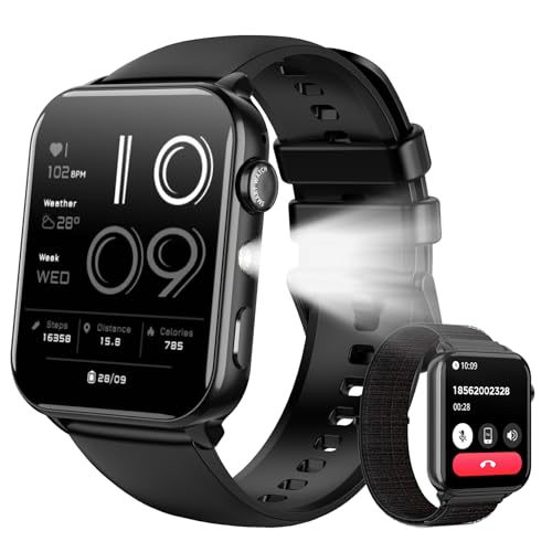 Smartwatch Damen Herren, 1,91\"HD Touch Fitnessuhr mit Taschenlampe & Bluetooth-Anrufe,100+Sportmodi Fitness Tracker mit Puls-SpO2-Schlaf-monitor,2 Armbändern IP68 Wasserdicht Sportuhr für Android iOS Smartwatch Damen Herren, 1,91\"HD Touch Fitnessuhr mit Taschenlampe & Bluetooth-Anrufe,100+Sportmodi Fitness Tracker mit Puls-SpO2-Schlaf-monitor,2 Armbändern IP68 Wasserdicht Sportuhr für Android iOS