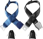 Keilend Airplane Seat Belt Extender 2pcs, Adjustable 7-35" Seatbelt Extension for Plane with Velvet Bag, Universal Plane Seat Belt Extender for Pregnant and Obese - Blue and Black