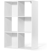 CAPHAUS 11-Inch Cube Storage Organizer Shelf, Home Storage Shelf Divider w/Back, 6-Cube Storage Bookcase, White