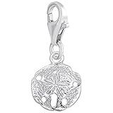 Sterling Silver Sand Dollar Charm with Lobster Claw Clasp, Charms for Bracelets and Necklaces