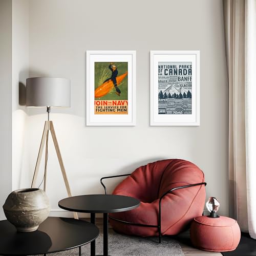 Picrit 14x22 Picture Frame 3 Pack, White Poster Frame, Display Poster 11 x 17 with Mat or 14 x 22 without Mat for Horizontal or Vertical Wall Mounting