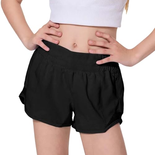 Pantalones cortos deportivos para niñas de cintura alta y corte holgado