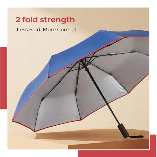Image of Lifelong UV Umbrella with Novelty Carabiner Handle | 3-Fold Travel Umbrella for Rain | Windproof & Compact for Sun Protection | Auto Open & Close | 8 Ribs Men & Women (Black)