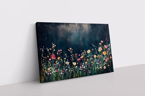 Tableau abstrait fleurs sauvages pour illuminer un mur sombre avec élégance