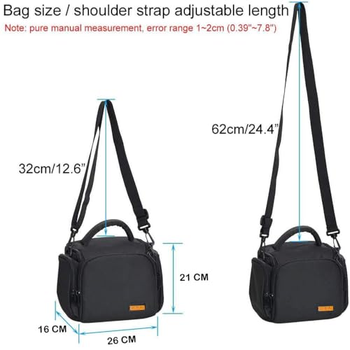 Image of Polyester Camera Bag - DSLR Case with Adjustable Shoulder Strap & Rain Cover - for Nikon, Canon, Sony and All DSLR Cameras - Water Resistant - Anti Shock (WF-12-ORANGE-INTERIOR)