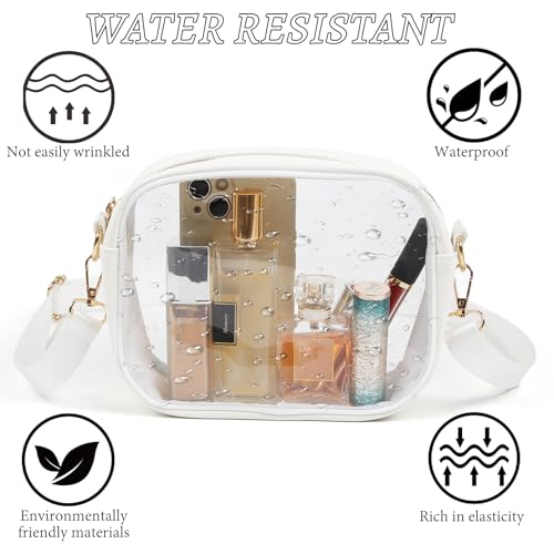 Clear Bag Stadium Approved, Small Clear Purse Crossbody Bag for Women & Men,Transparent Purses for Concerts Sports Events,White2