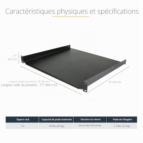 StarTech.com Étagère de serveur 1U 40 64 cm de profondeur Neuf - vue 5