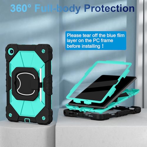 Image of WESOROL Case for Galaxy Tab A11 Plus /A9 Plus 11 Inch,Shockproof Cover for Samsung Tablet A11+ /A9+ Case with Screen Protector 360 Rotating Stand Pencil Holder Shoulder Strap,Black Mint