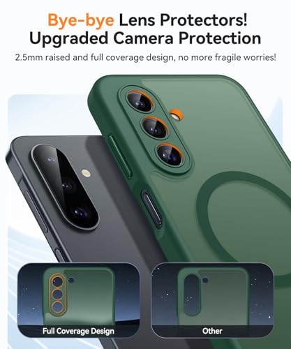 Image of CANSHN Designed for Samsung Galaxy A17-5G Case [Full Camera Protection] [Compatible with Magsafe] Translucent Matte Back Protective Phone Cover, Deep Green