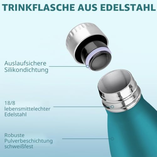 HoneyHolly Trinkflasche Edelstahl, Thermosflasche 1000ML, BPA-frei Auslaufsichere Vakuum Isolierte, Wasserflasche… – Ansicht 2