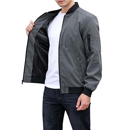 Bpkuolnn Men's Windbreaker Lightweight Jacket, Windproof Casual Bomber Jacket With 5 Pockets, Father's Day Coat With Full Zip #TOP2
