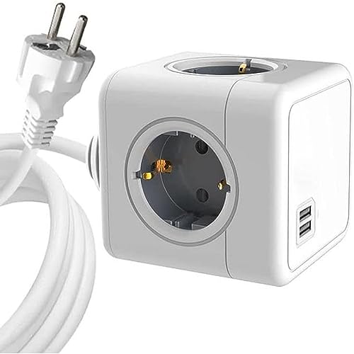 Power Cube bloc multiprise 4 prises Schuko et ports USB cordon 1,5m