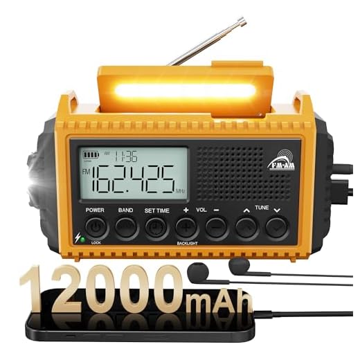 Hand Crank Radio Solar with LED Flashlight for Emergency, Portable NOAA Weather Radio with Rechargeable Battery for Outdoor Hurricanes, Battery Operated Radio with AM/FM/SW, SOS Alarm, Phone Charger
